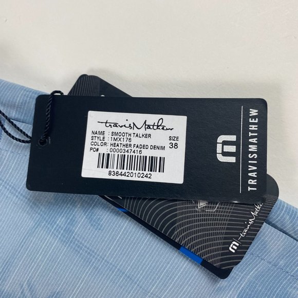 NWT Travis Mathew Smooth Talker Shorts Mens Size 38 Blue Golf Flat Front Stretch - Picture 5 of 15